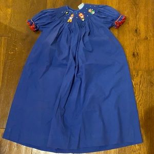 Blue, Smocked Christmas Dress, Size 5